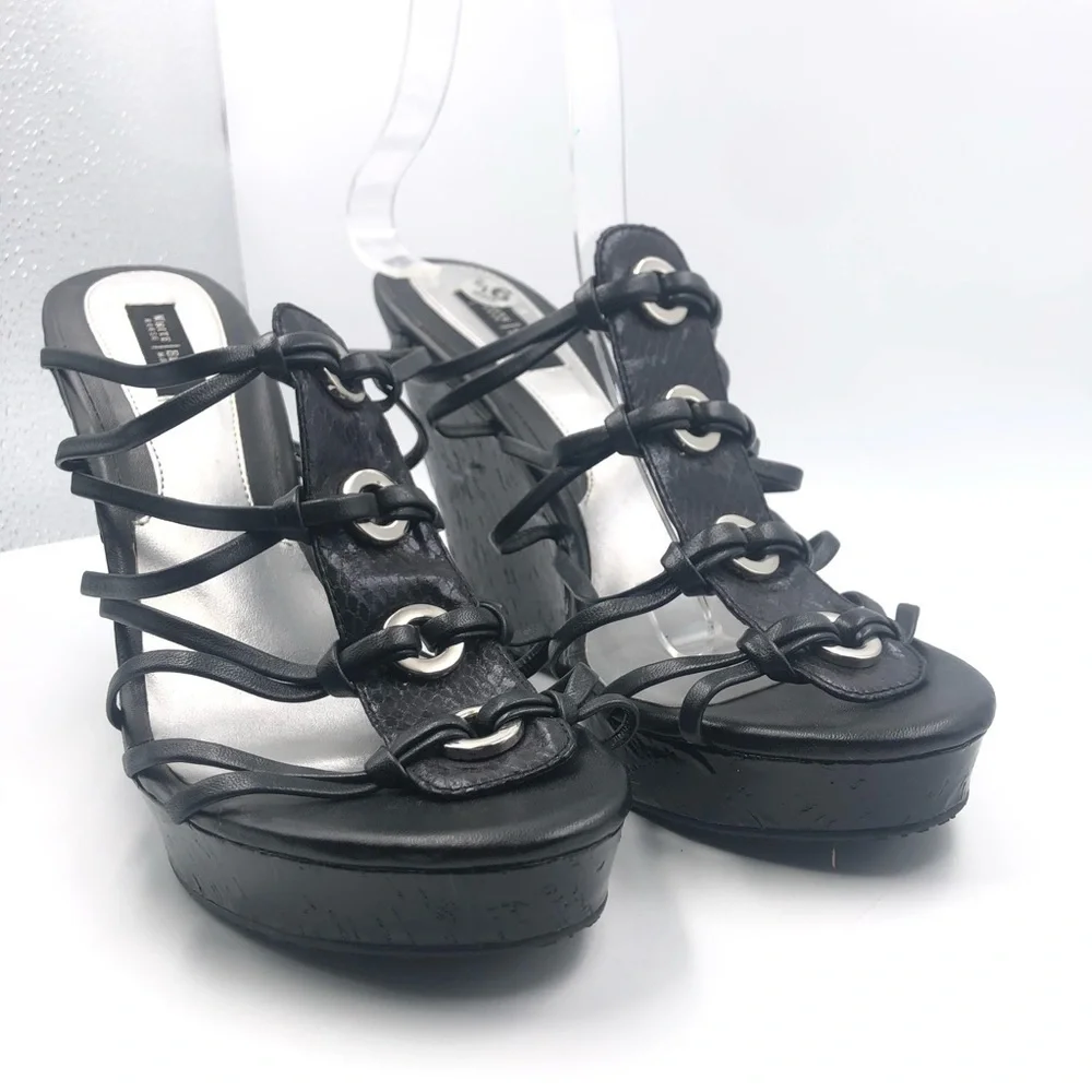 White House Black Market Black Patent Sandals 9.5M